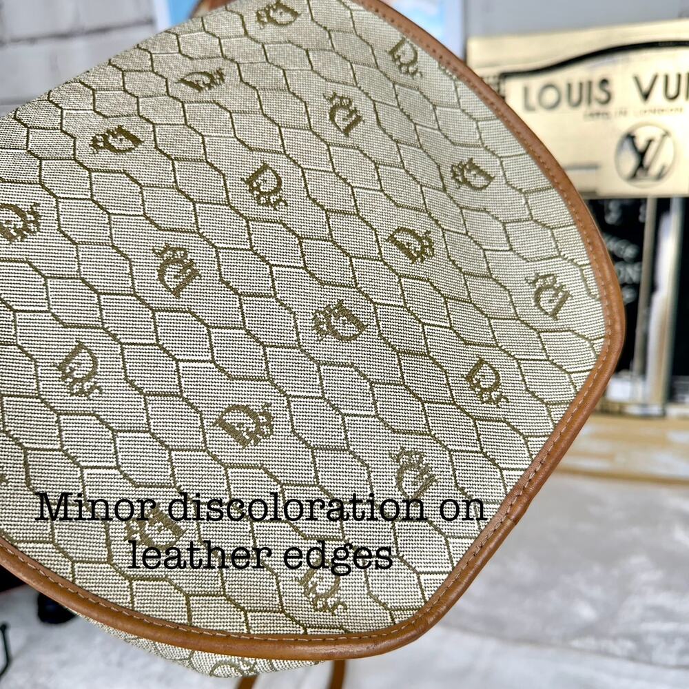 Dior Beige Monogram Canvas Shoulder Bag with Tan Leather Trim - Picture 5 of 16